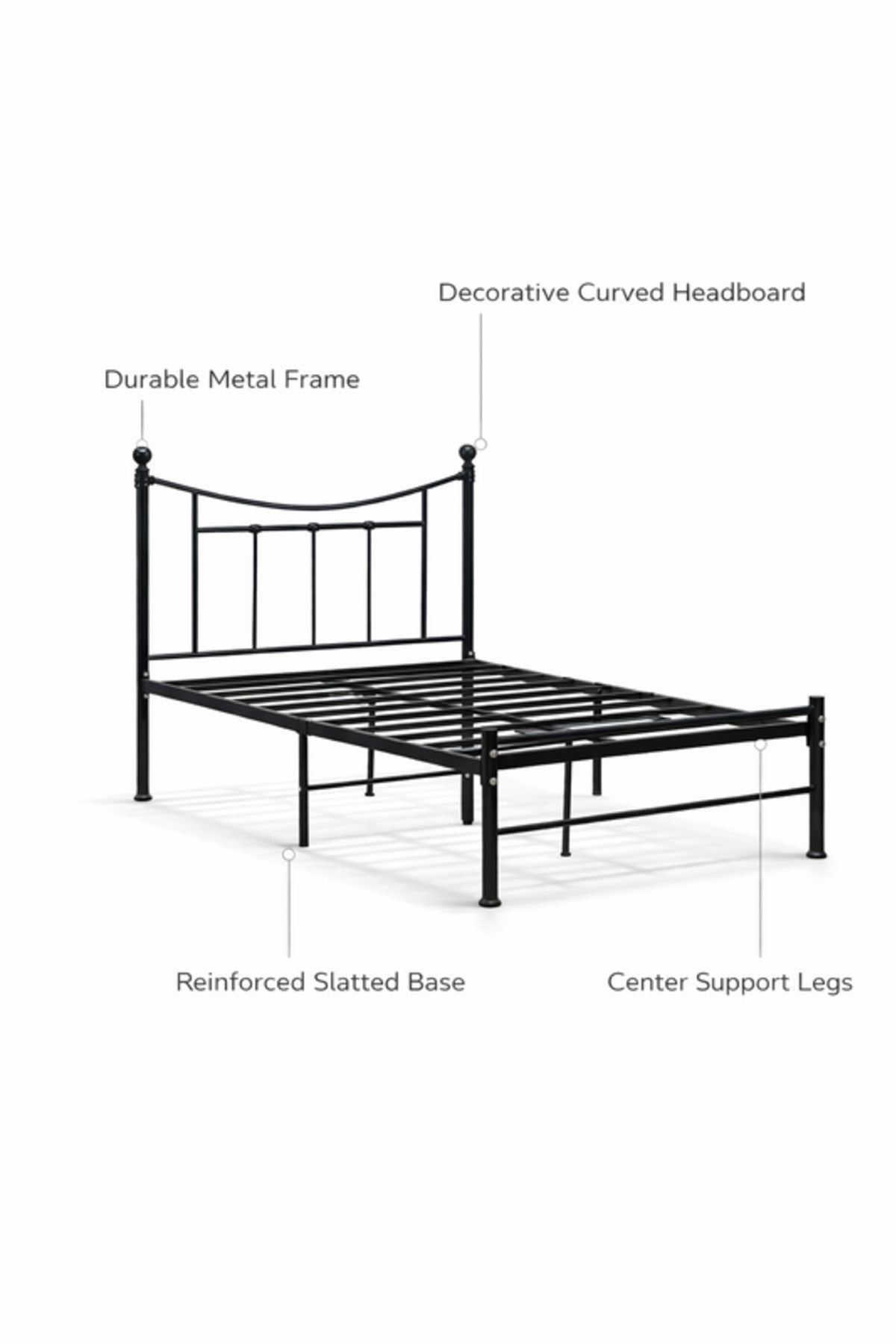 Black Metal Bed Frame with Curved Headboard black metal bed / Base