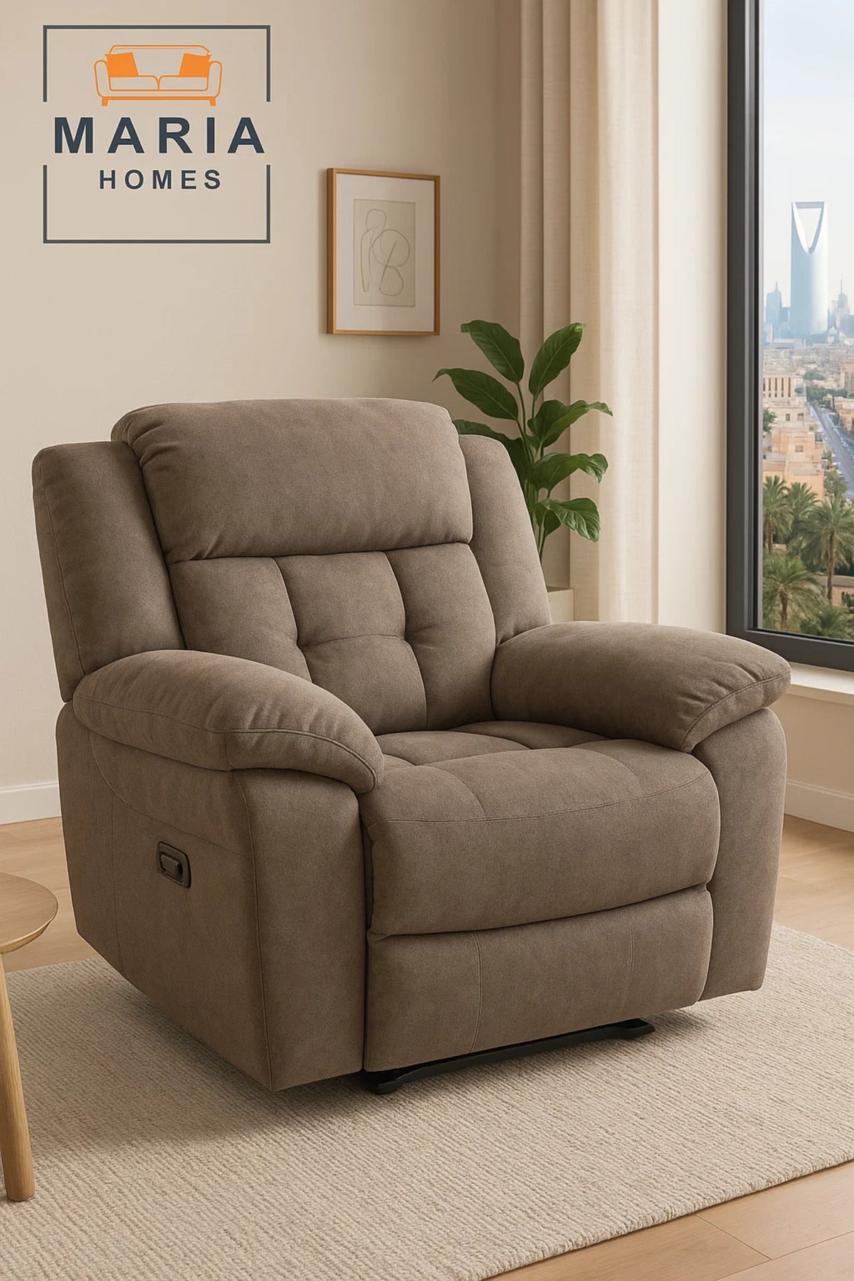 Plush Brown Recliner Armchair Ð Oversized Lounger for Living Room Comfort