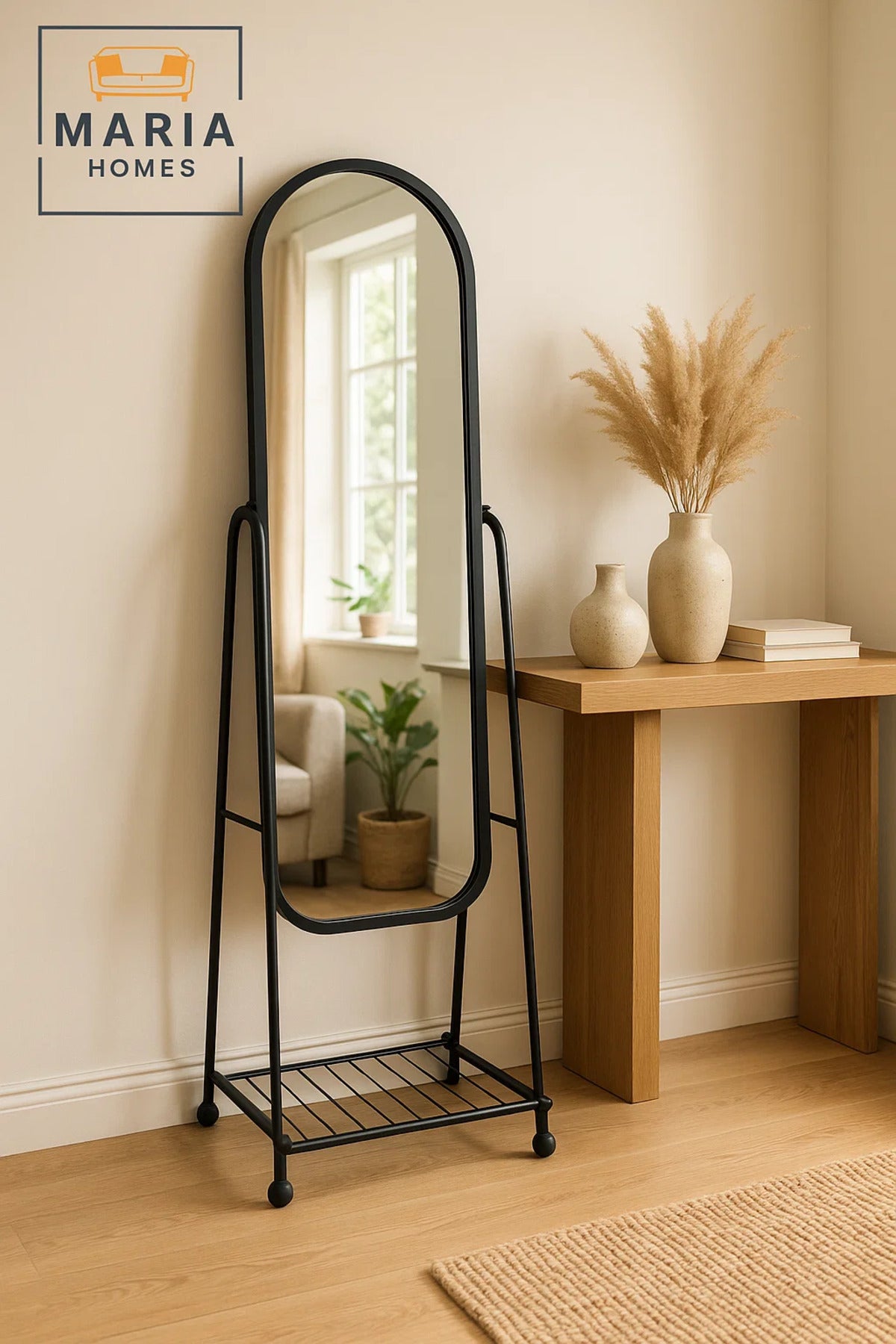 Full Length Standing Mirror with Metal Frame Floor Dressing Mirror for Bedroom Hallway Home Decor