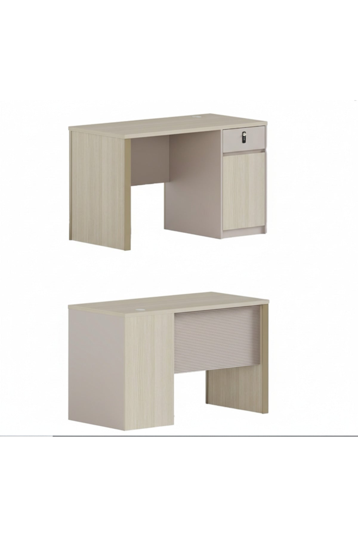 Modern Light Wood Office Desk with Storage Cabinet