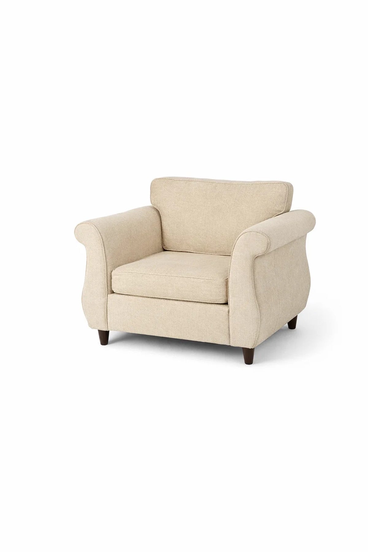 Beige Single Seater Sofa with Cushioned Seat and Classic Design