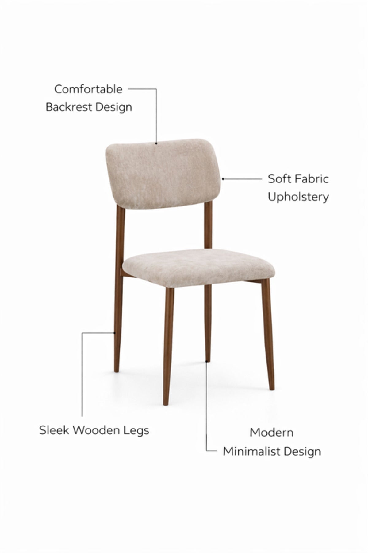Stylish Beige Upholstered Dining Chair with Sturdy Metal Legs for Modern Kitchen Interiors