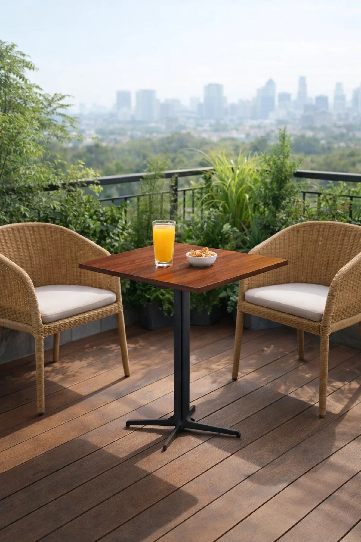 Modern Brown Coffee Table with Black Base, 70x70x75 CM modern brown coffee Dinner