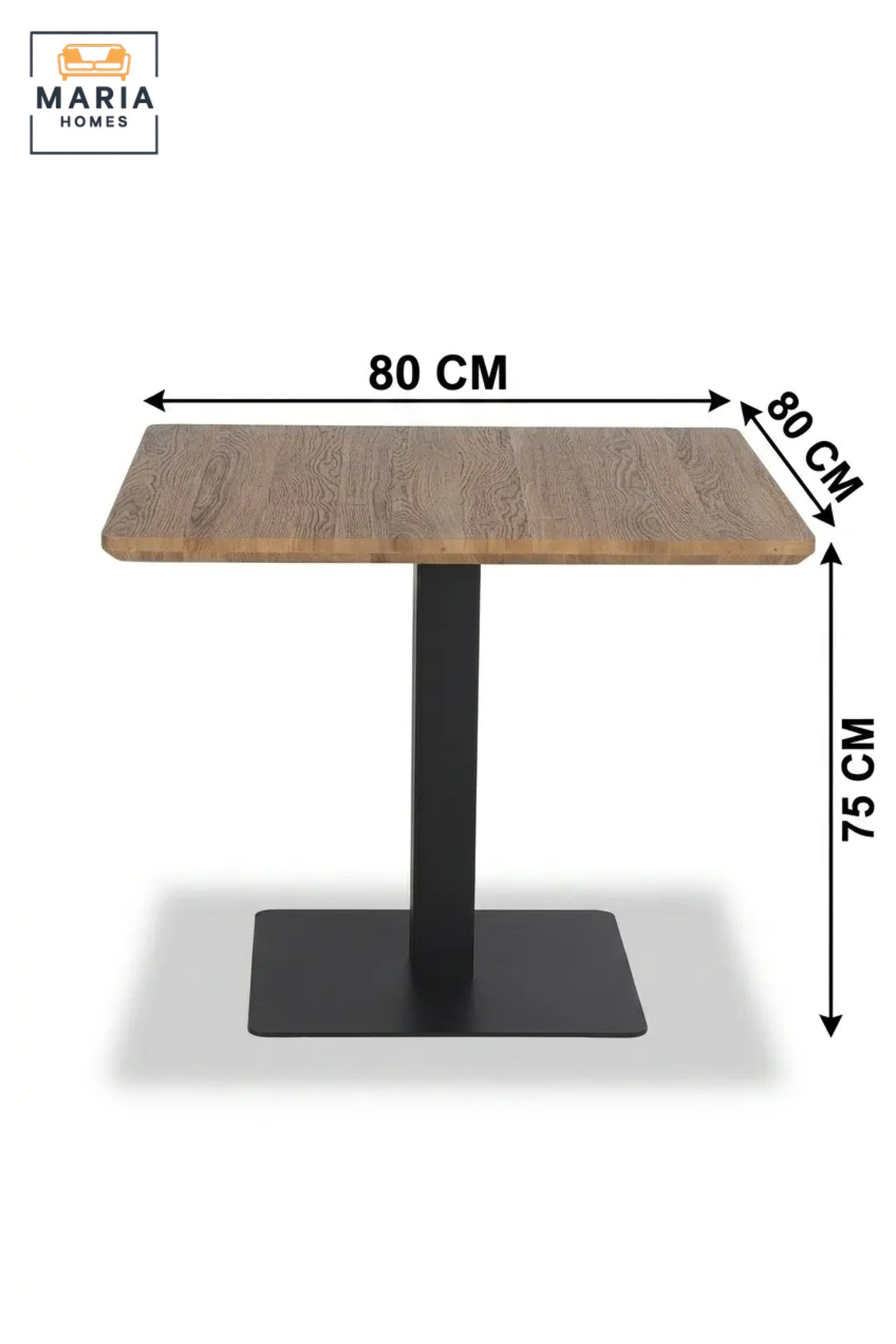 Modern Square Dining Table with Wood Effect Top and Pedestal Base, Space-Saving Table for Dining Room, Kitchen, Café, Restaurant and Break Room
