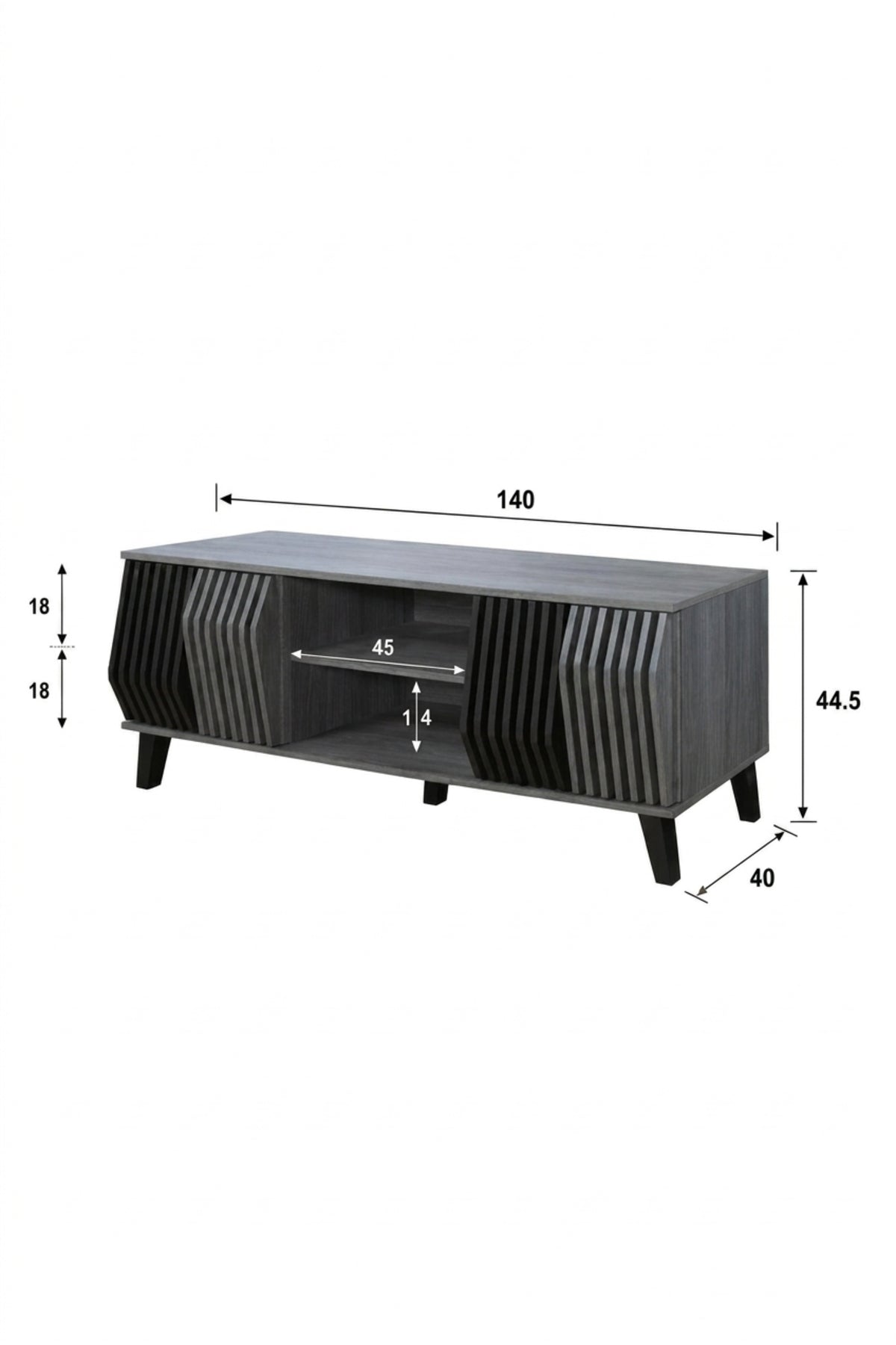 Modern TV Stand Media Console Entertainment Center with Storage Shelves Wooden TV Unit Grey