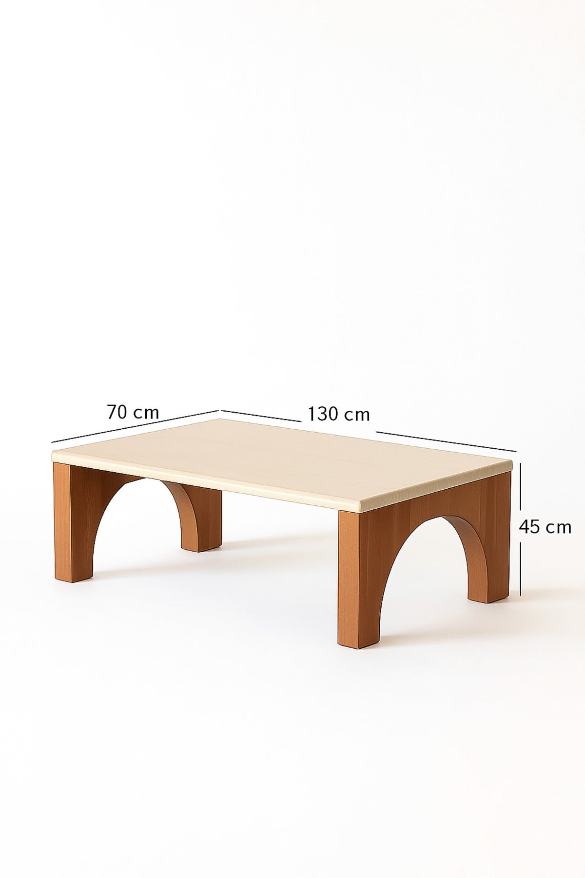 Modern Wooden Coffee Table with Brown Arched Legs Center Table for Living Room or Majlis130_70_45 cm