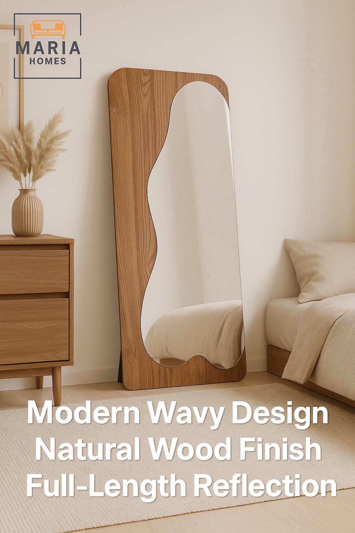 Brown Wood Full-Length Mirror 170_70 cm Ð Modern Standing Dressing Mirror