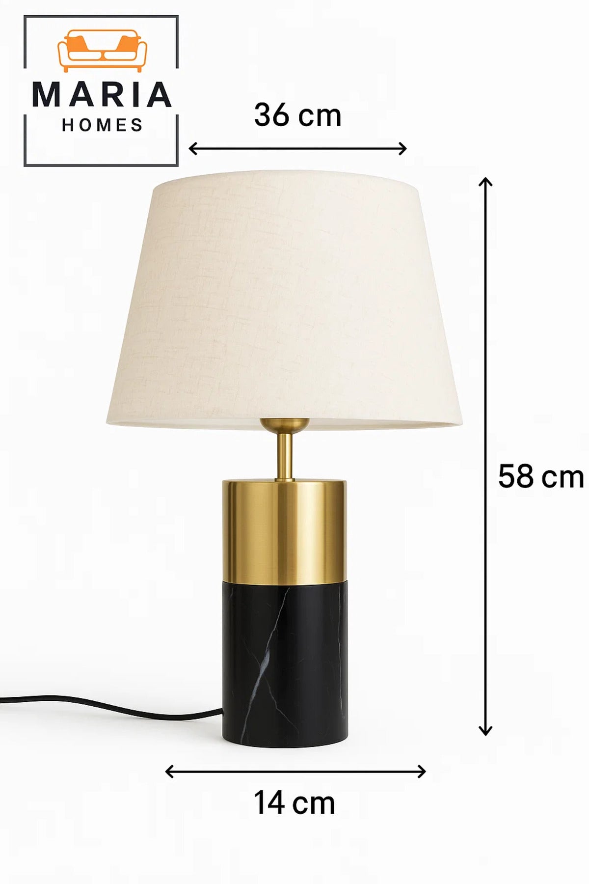 Black Marble and Gold Accent Table Lamp