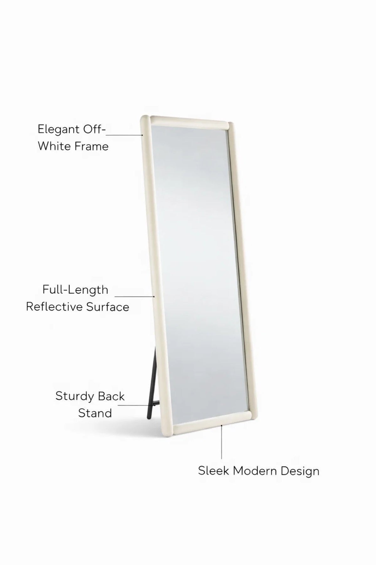White Full Length Standing Mirror 80x180cm Modern Floor white full length