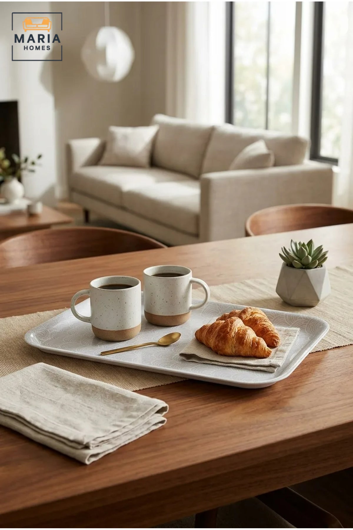 Rectangular Serving Tray with Wave Pattern, Raised Edges and Rounded Corners, Multipurpose Food Tray for Kitchen, Dining, Café and Restaurant