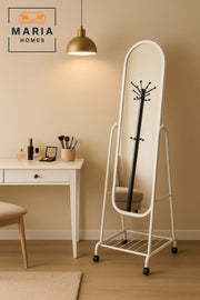 White Full Length Standing Mirror with Metal Frame Floor Dressing Mirror for Bedroom Vanity Decor