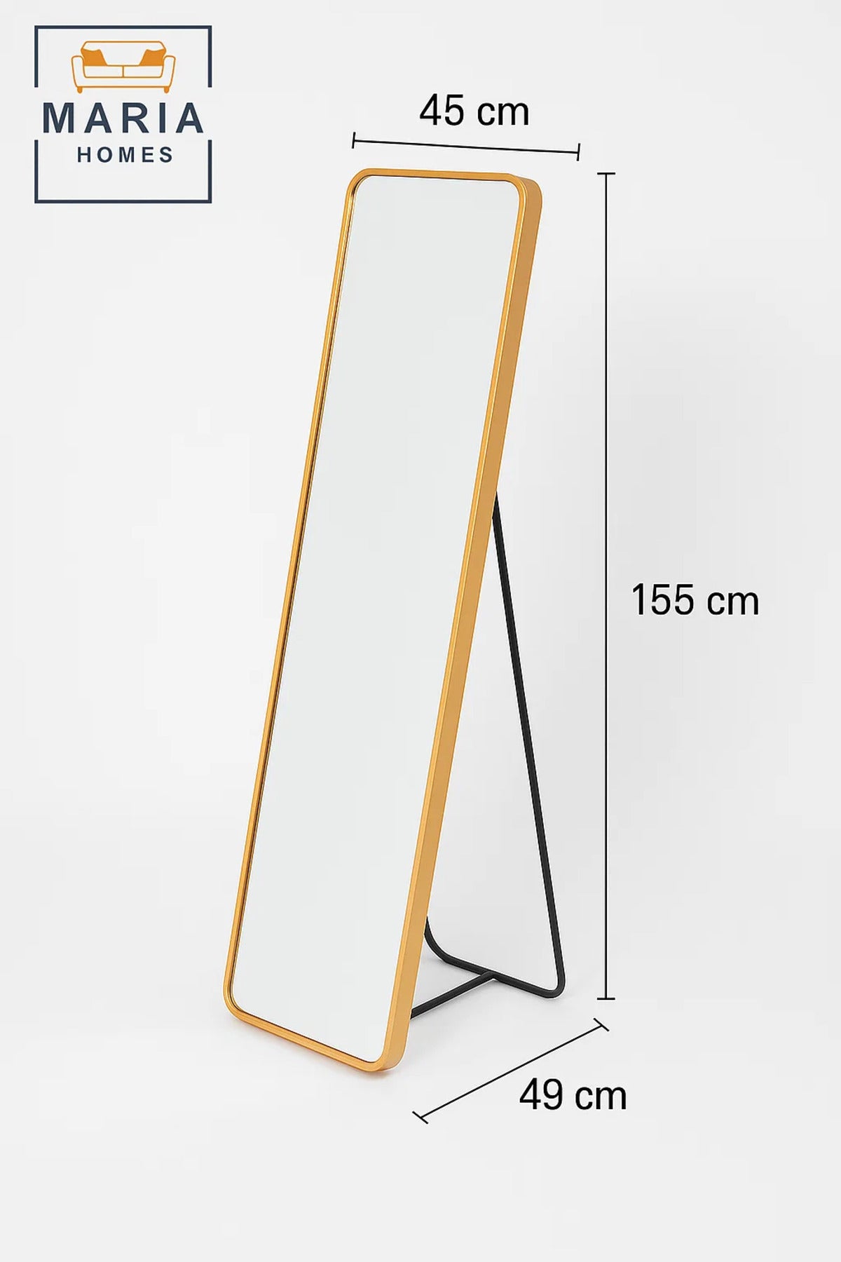 Golden Full-Length Standing Mirror Ð Sleek 160x40 cm Design for Modern Interiors