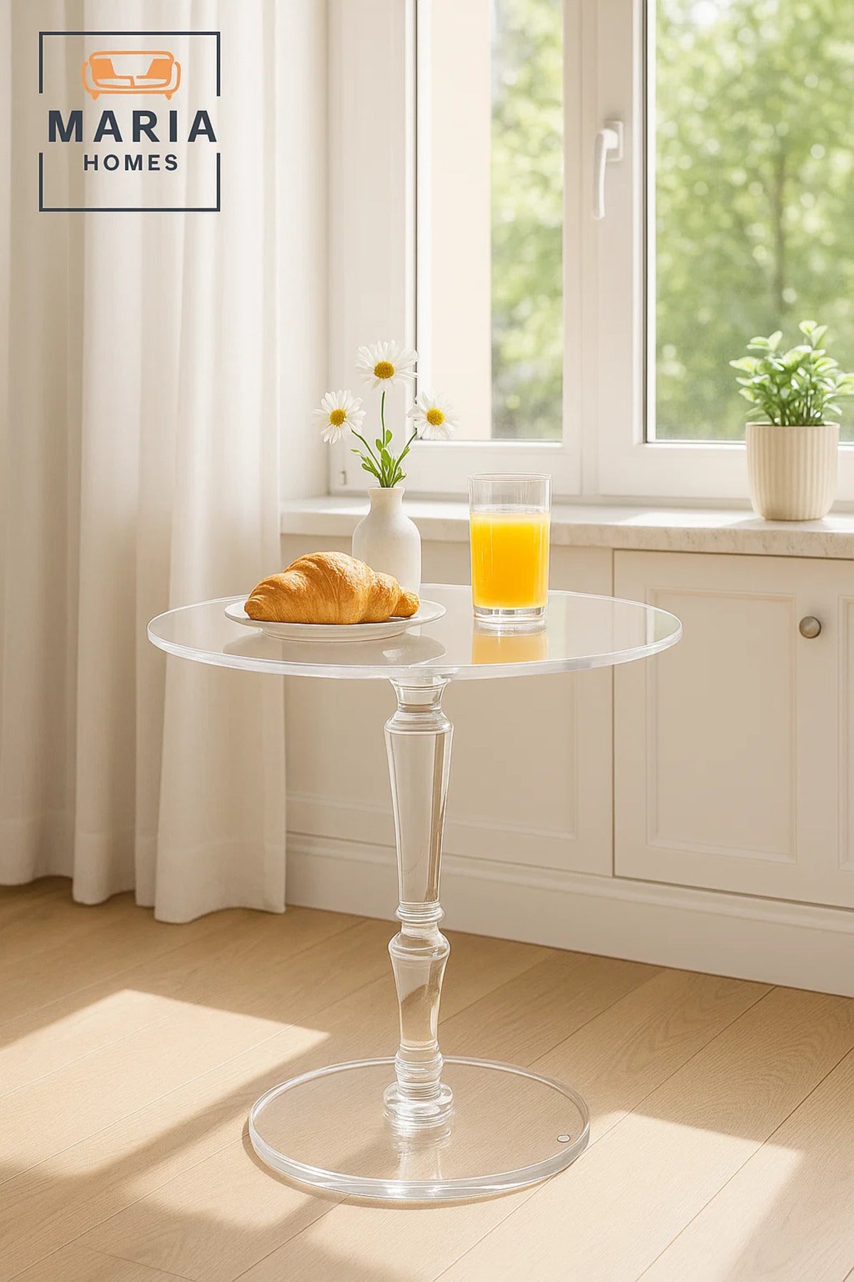 Elegant Clear Acrylic Round Side Table 50_50_55 cm √ê Modern Crystal Style Accent Table