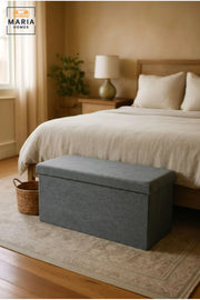 Foldable Storage Ottoman Bench with Padded Seat and Hidden Compartment, Collapsible Organizer for Bedroom, Living Room, Entryway and Dressing Room