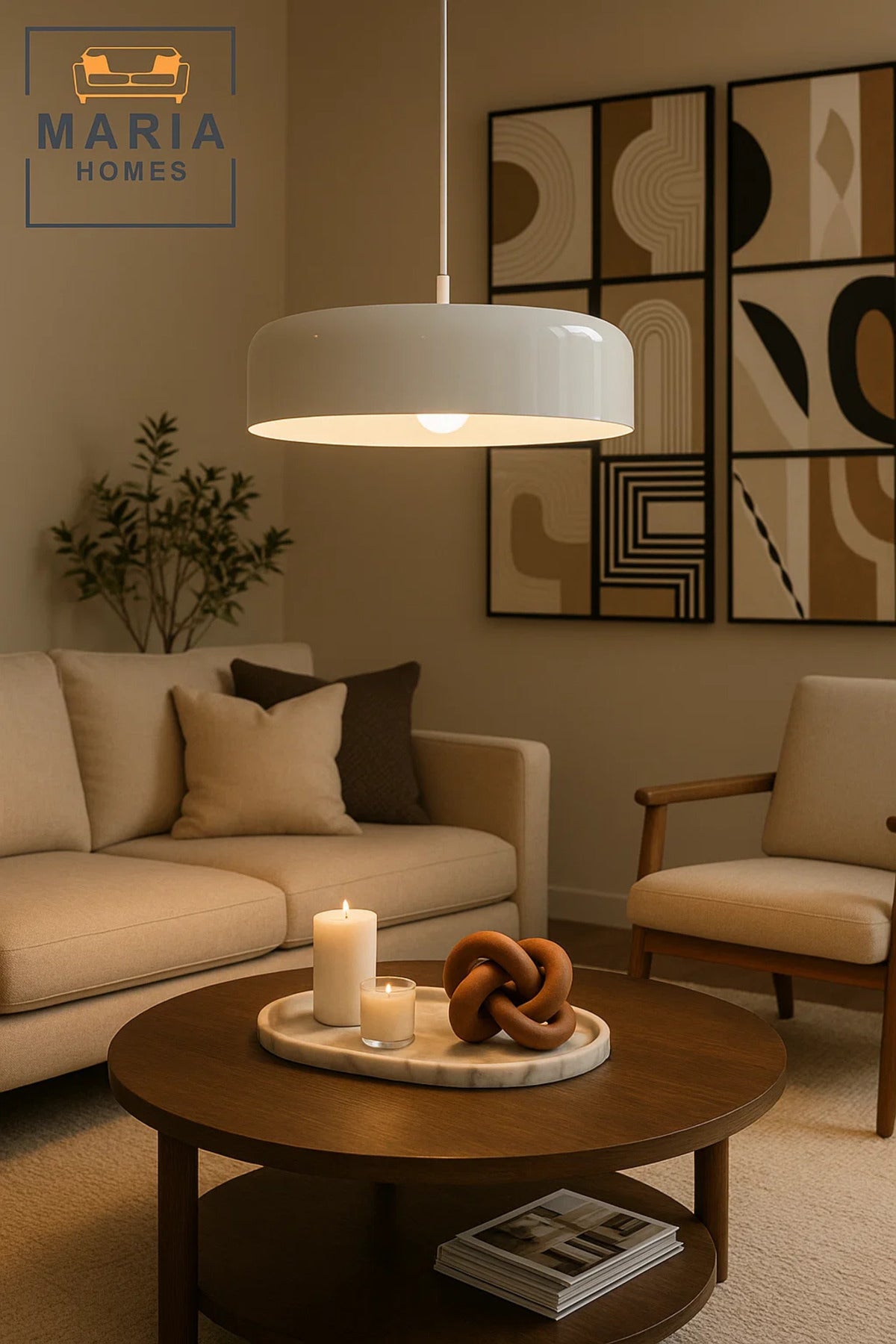 Glossy White Cylinder Pendant Light