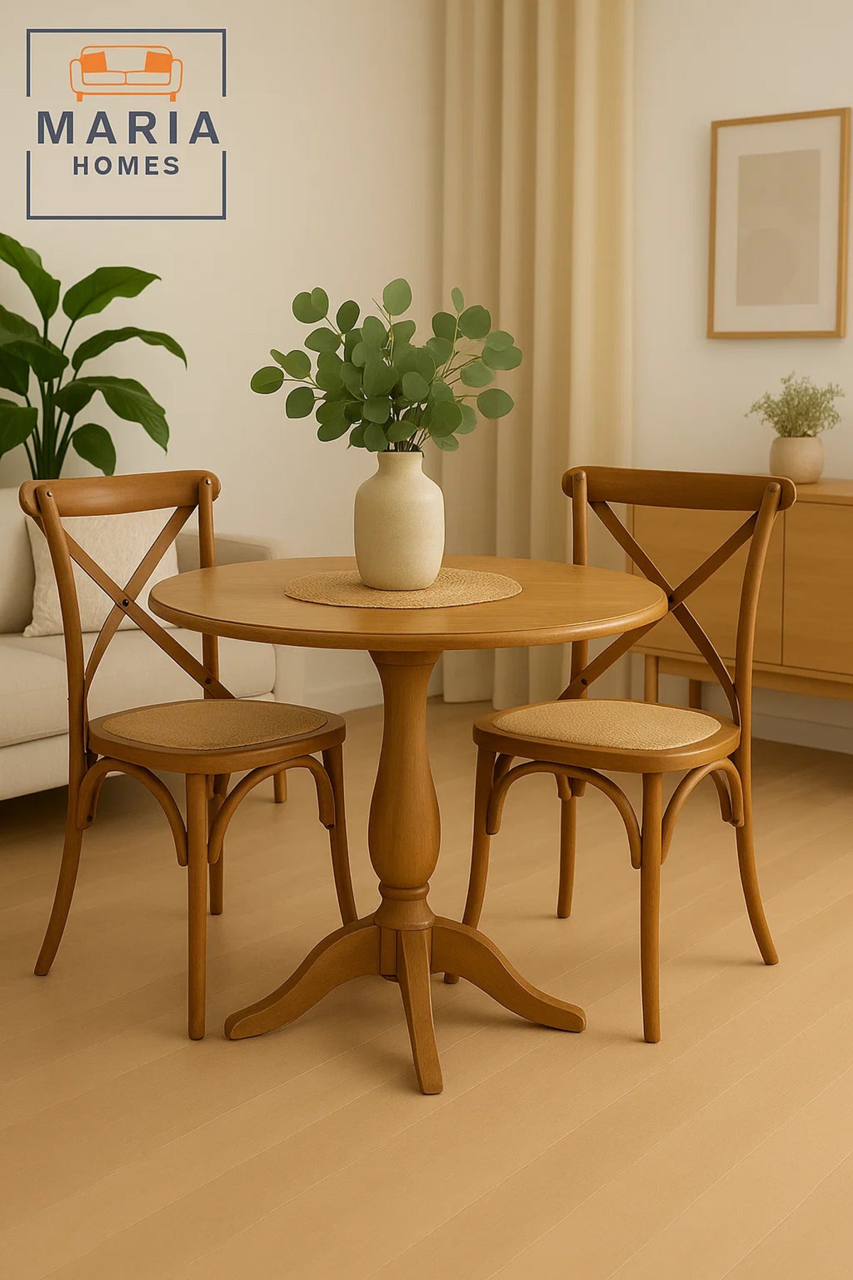 Rustic Wooden Cross Back Chair with Woven Rattan Seat Ð Classic CafŽ & Dining Room Seating