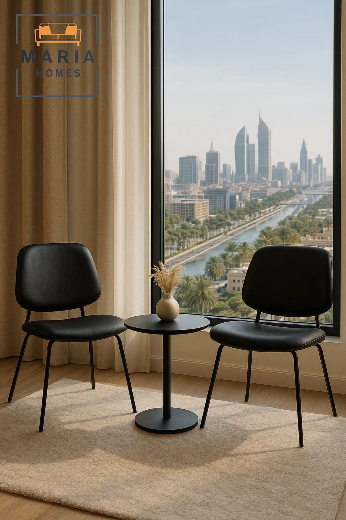 Modern Black Faux Leather Dining Chair with Metal Legs Ð Sleek and Durable Contemporary Seating