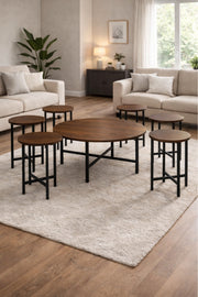 Brown B 1+6 Coffee Table Set √ê Stylish Design with 1 Large and 6 Side Tables