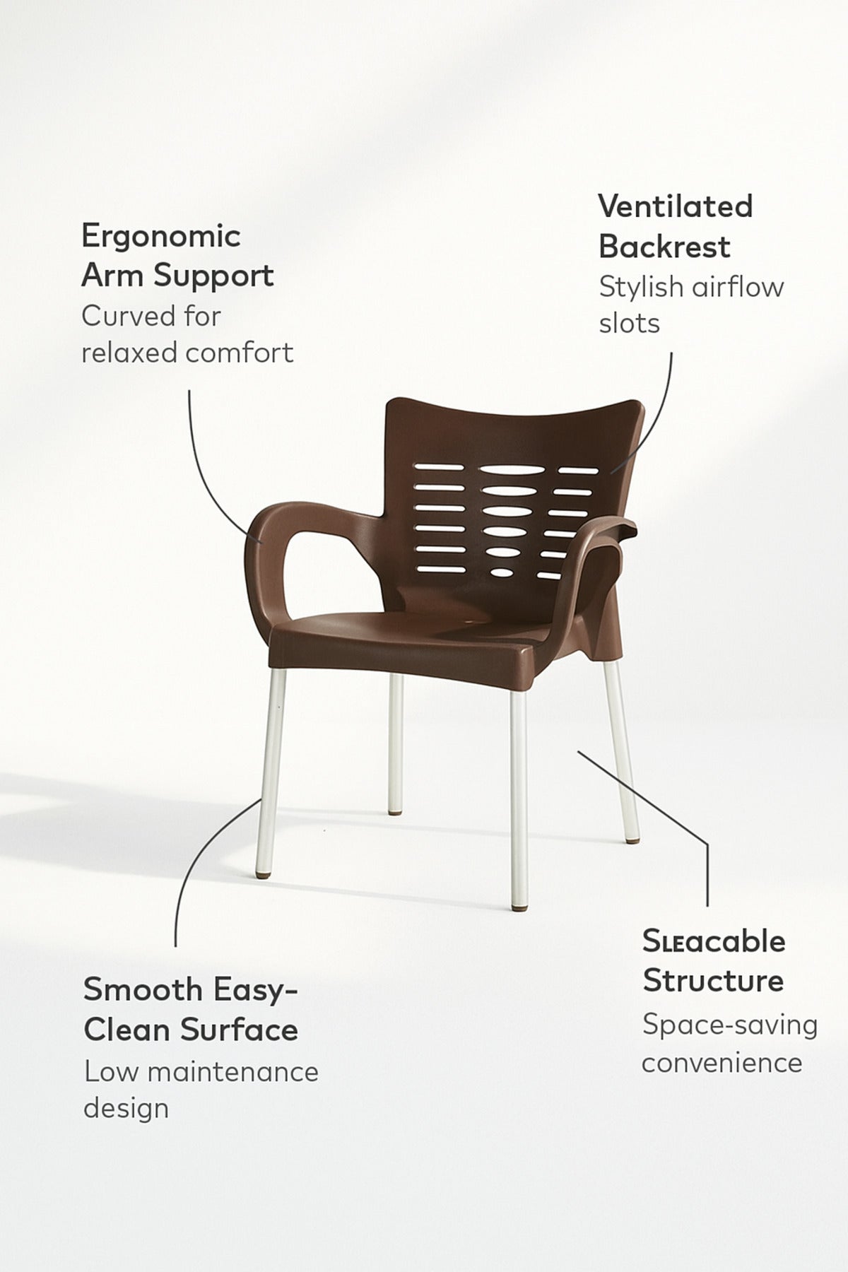 Modern Brown Plastic Outdoor Armchair for Garden, Patio & Balcony Durable & Stylish Design
