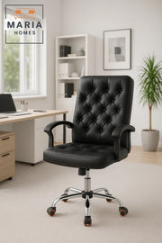 Ergonomic Black Office Chair with Padded Backrest and Wheels for Home and Office Comfort
