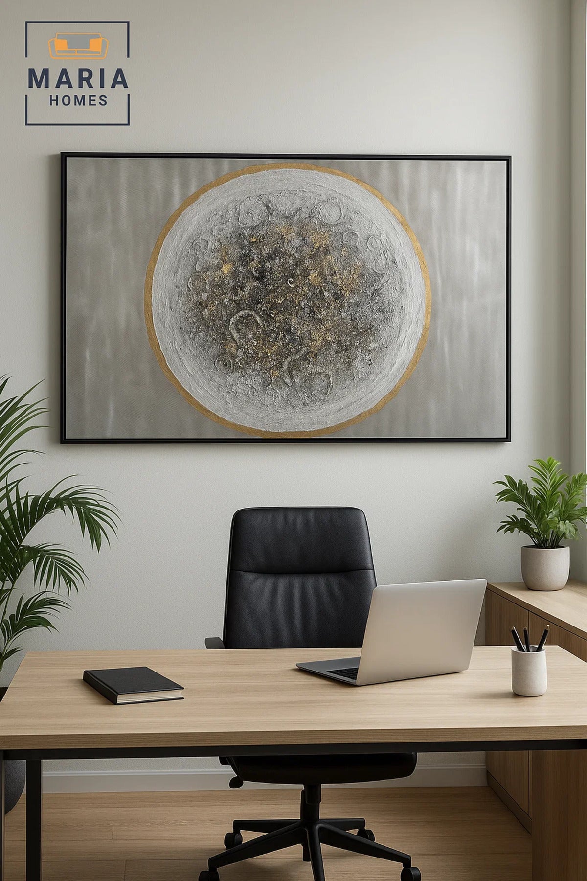 Metallic Circular Textured Wall Art Ð Modern Silver & Gold Abstract Decor for Home & Office-120*80CM