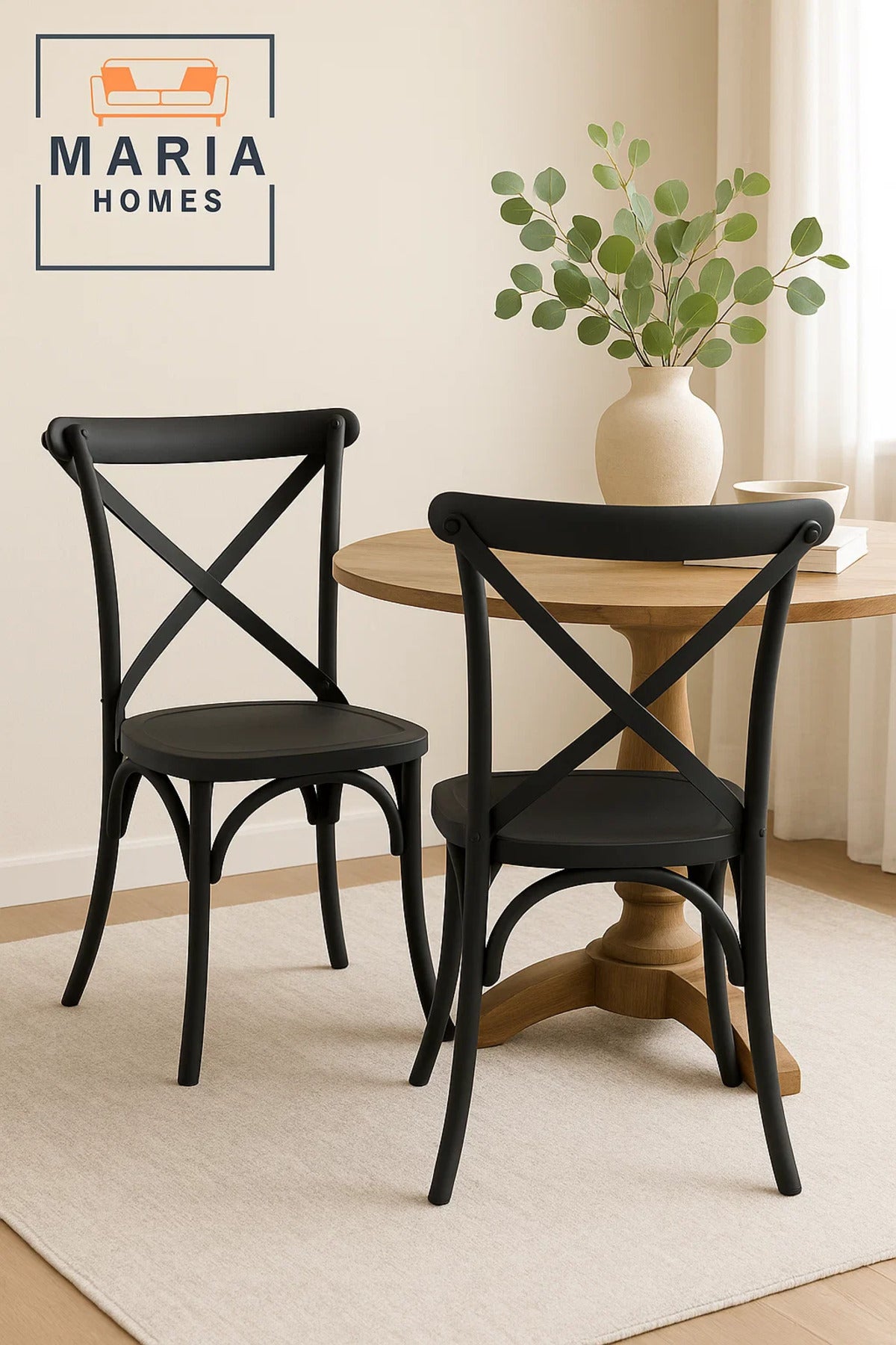Black Cross Back Dining Chair Ð Elegant Plastic Chair for CafŽ, Kitchen, Events or Outdoor Seating