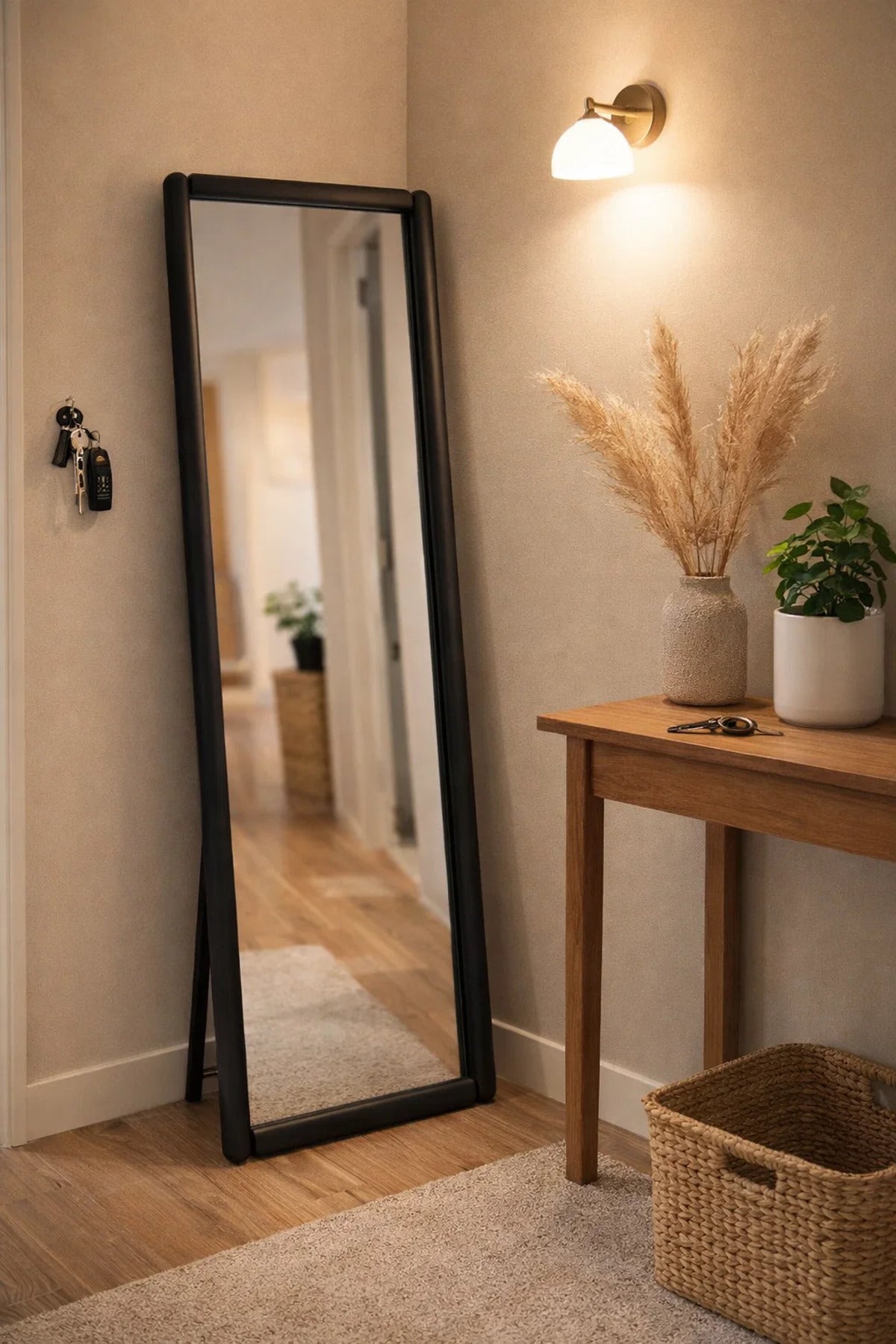 Black Full Length Standing Mirror 80x180cm Modern Floor black full length