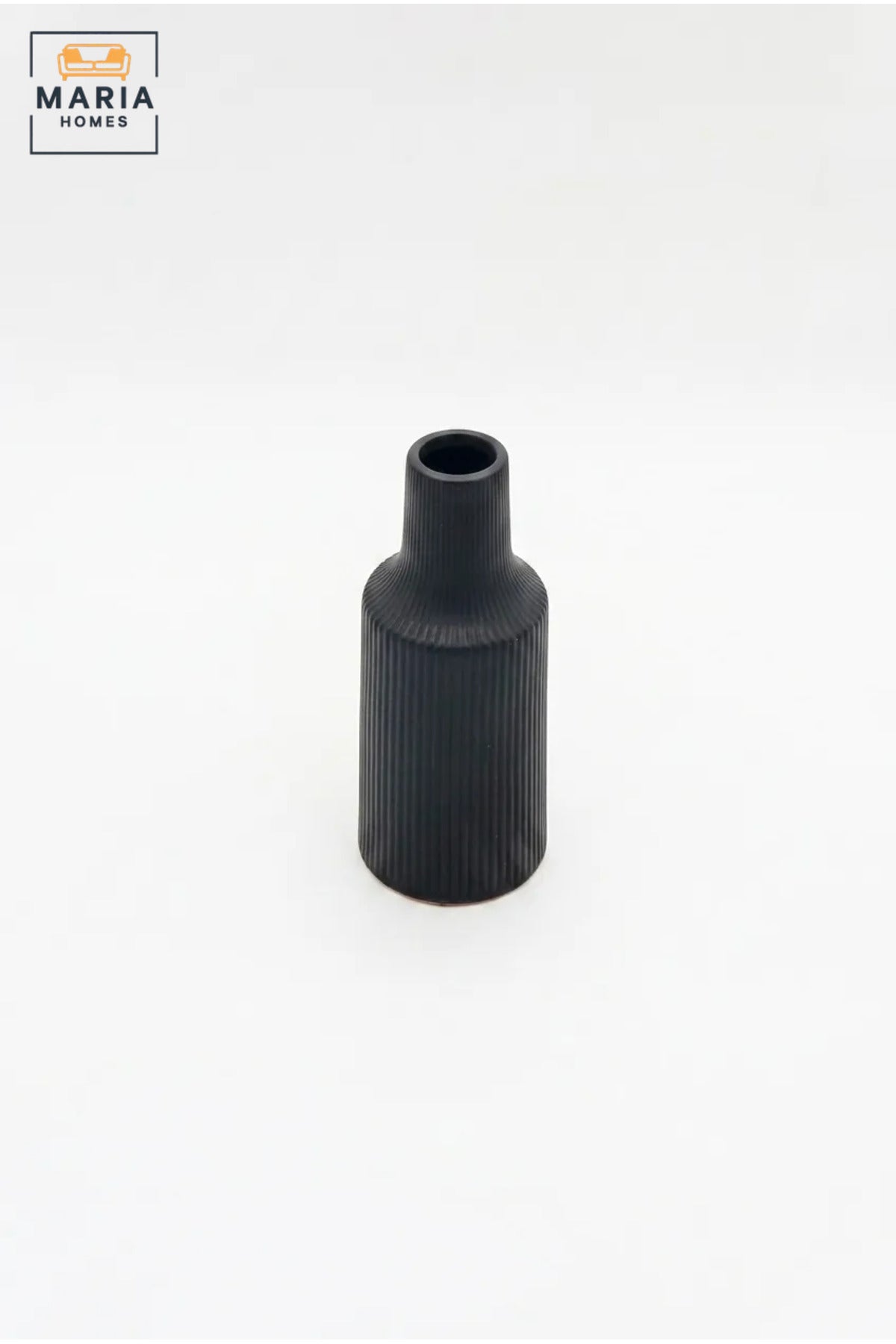 Modern Decorative Flower Vase with Ribbed Texture and Narrow Neck for Living Room, Bedroom, Office, Shelf, Console Table and Contemporary Home Décor