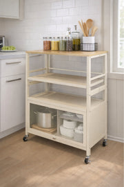 Multi-Tier Storage Shelf with Cabinet & Wheels 60_40_115 cm