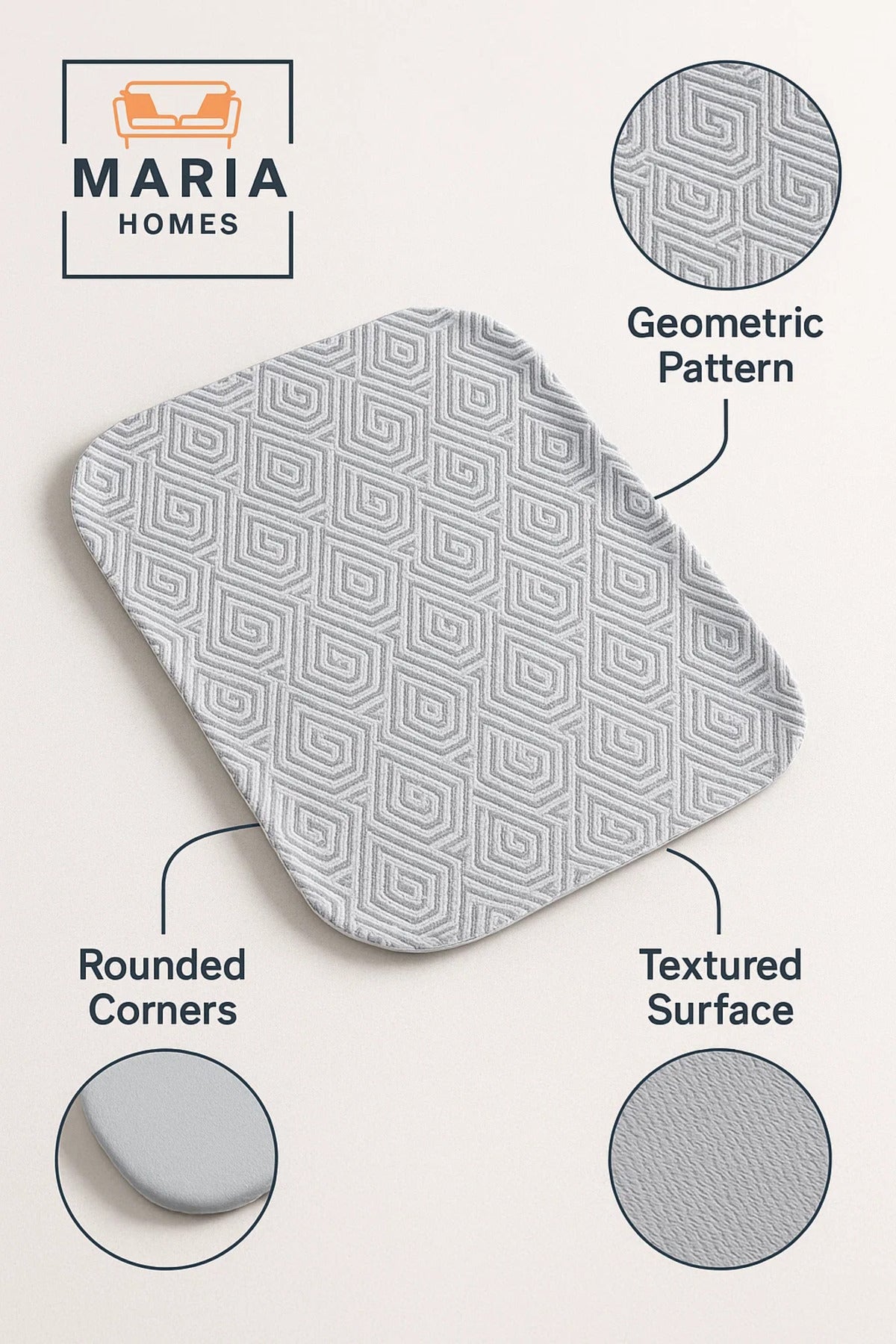 Rectangular Plastic Serving Tray with Grey 3D Cube Pattern Ð Textured Look