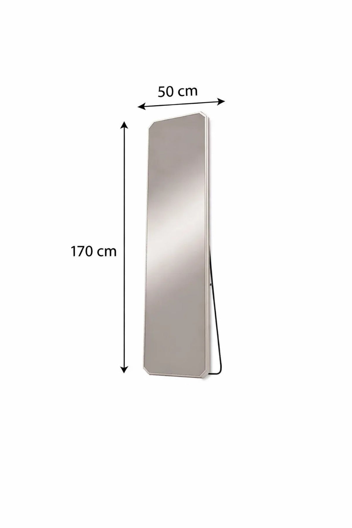 Silver Aluminum Full Length Mirror 170x50cm Standing Bedroom Mirror Shatterproof Decor Furniture