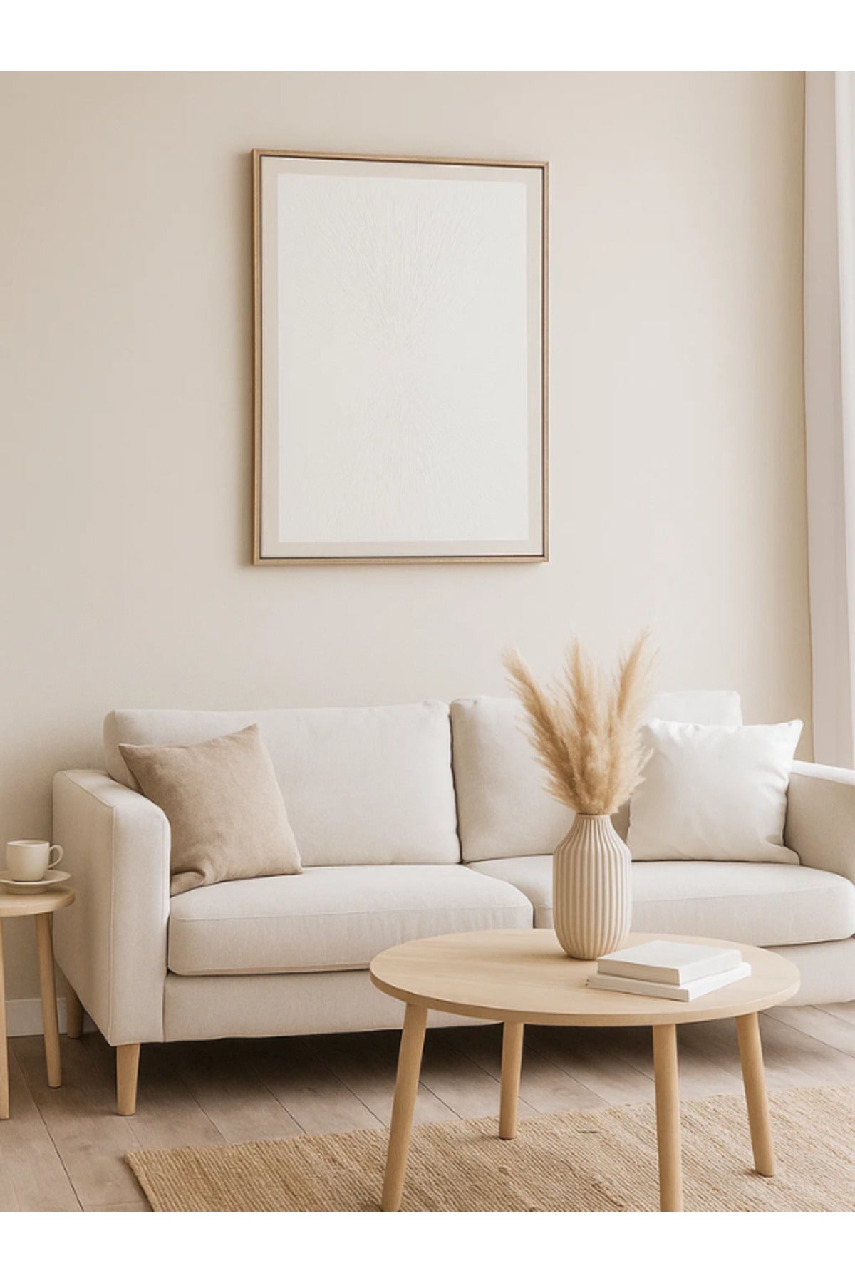 Minimalist Textured Wall Art Ð 120_80 cm White Framed Canvas for Modern Home DŽcor