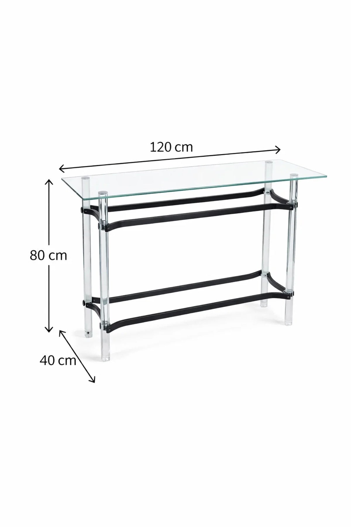 Elegant Acrylic and Glass Console Table with Black Accents Modern Hallway Entryway Furniture 120cm