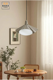 Modern Pendant Light with Sculptural Metal Shade and Diffuser, Hanging Ceiling Lamp for Dining Room, Kitchen Island, Living Room, Café and Restaurant