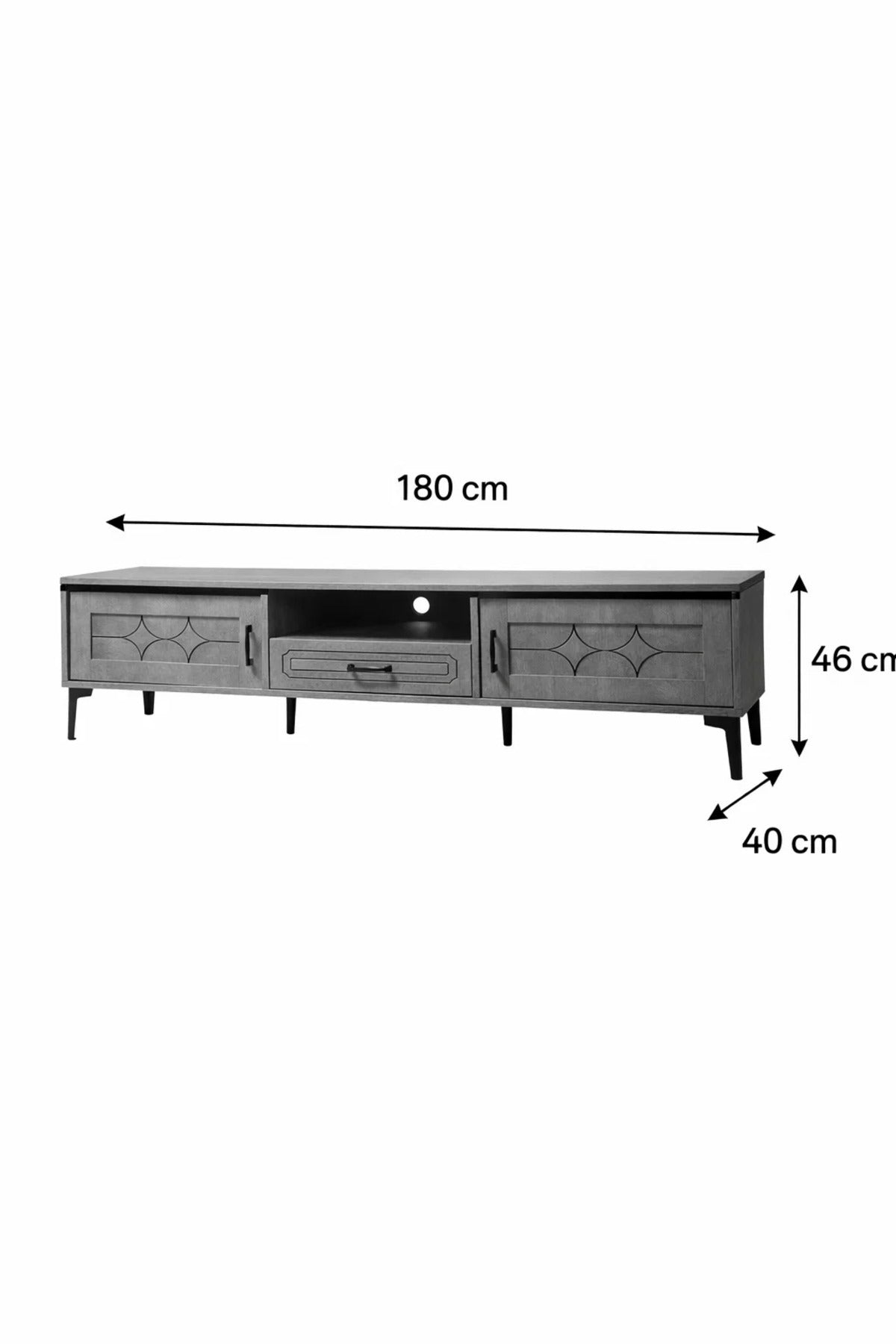 Grey TV Stand √ê 180x40x46 cm Modern Plasma Table with Cabinets & Drawer