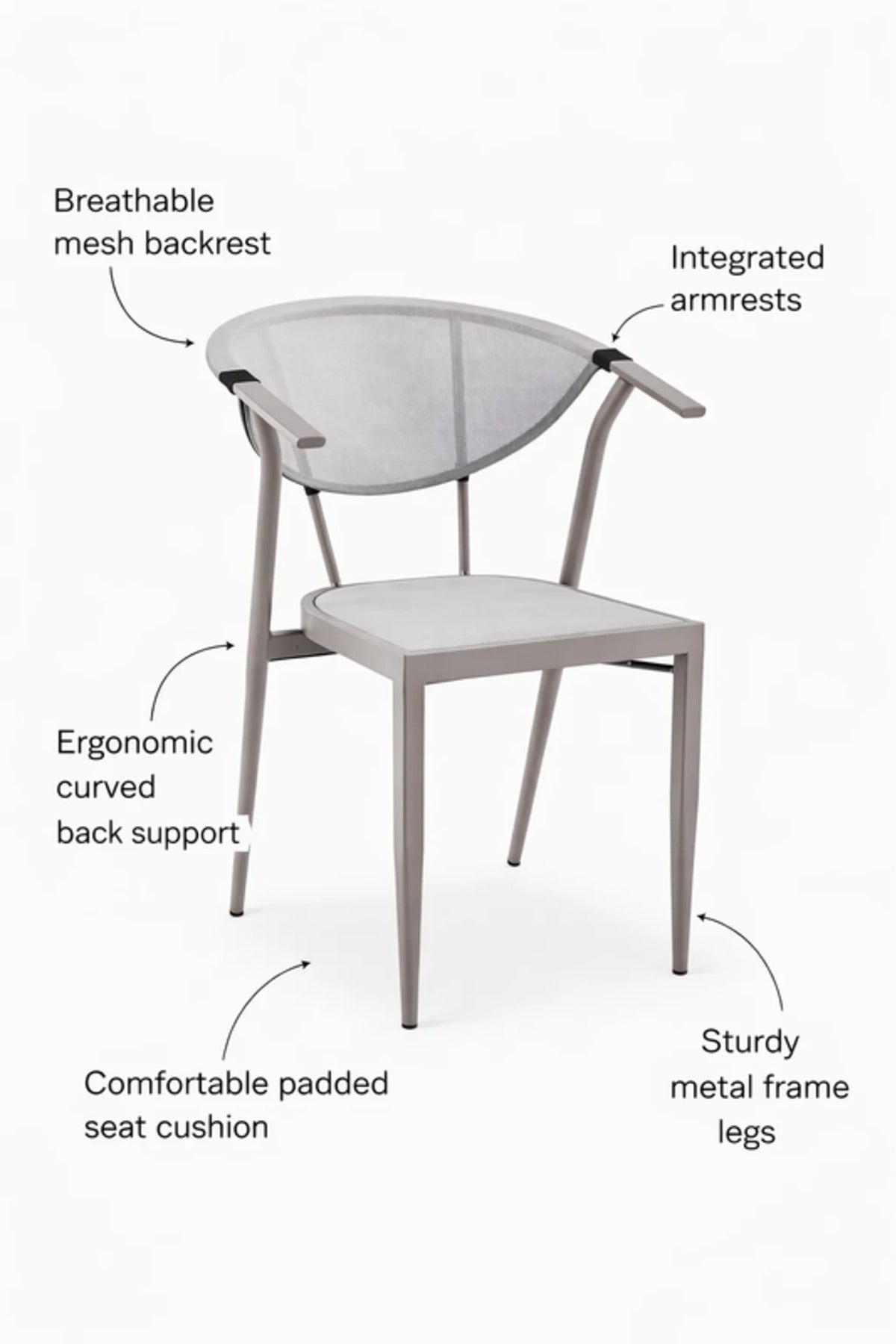Light Beige Modern Dining Chair with Mesh Back and Armrests light beige modern Garden