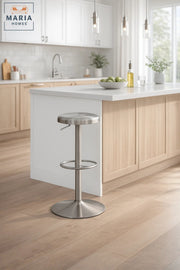 Modern Adjustable Bar Stool Silver Metal Seat with Footrest