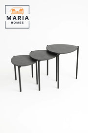 Nesting Side Table Set with Gray Stone Tops Ð Modern Metal Frame