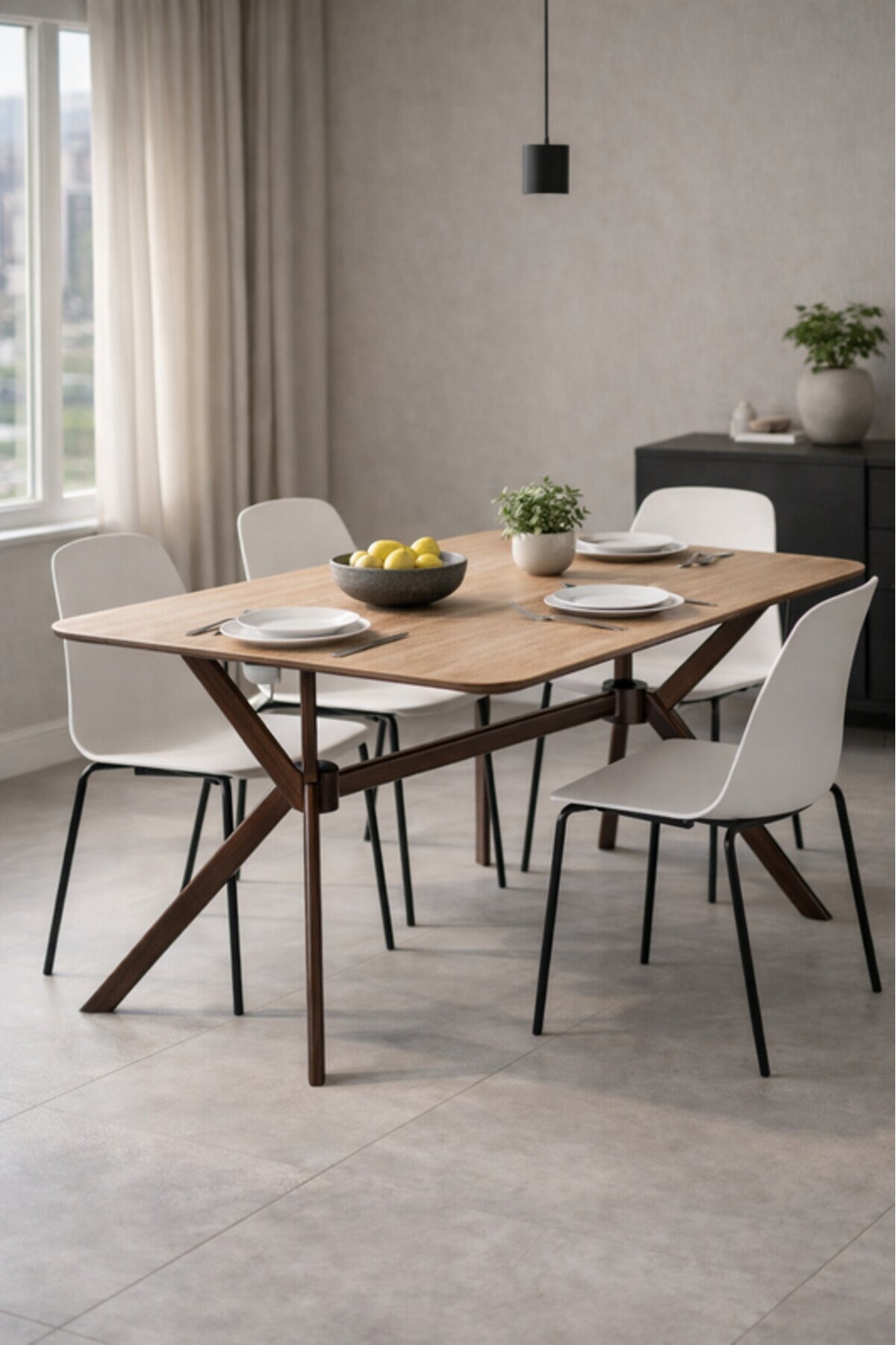 Large Brown Side Table with Wooden Legs, 150x90x75 CM large brown side Dinner