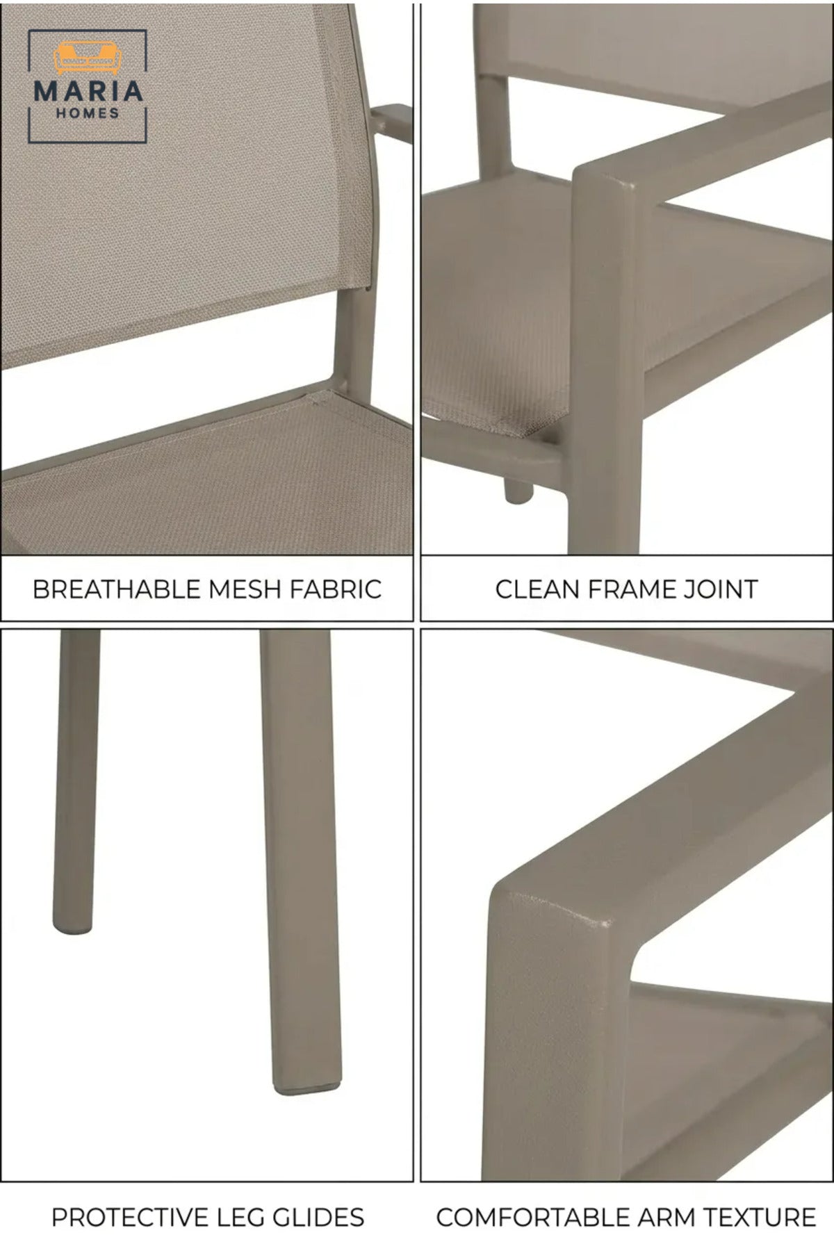 Modern Outdoor Dining Chair with Breathable Mesh Seat and Backrest, Stackable Armchair for Garden, Patio, Balcony, Terrace, Café and Restaurant