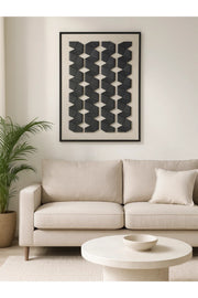 Modern 3D Geometric Wall Art Ð 120_80 cm Black Pattern Framed Canvas for Home DŽcor