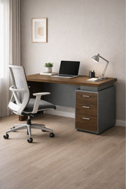 Modern Dark Brown Office Desk with Storage Drawers √ê Contemporary Executive Desk