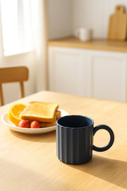 Dark Blue Ceramic Mug Ð Modern Ribbed Coffee and Tea Cup