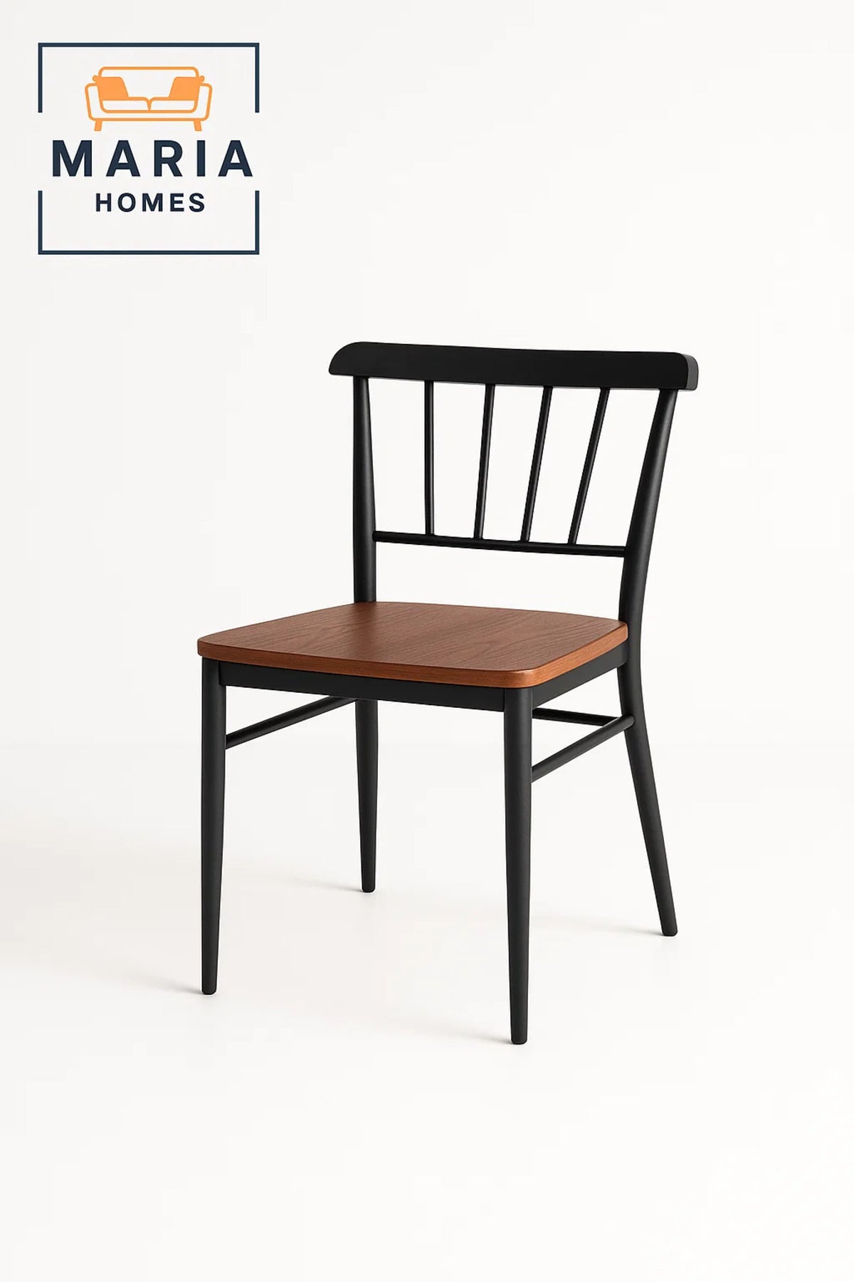 Modern Dining Chair Ð Black Frame with Wooden Seat for Kitchen & Dining Room