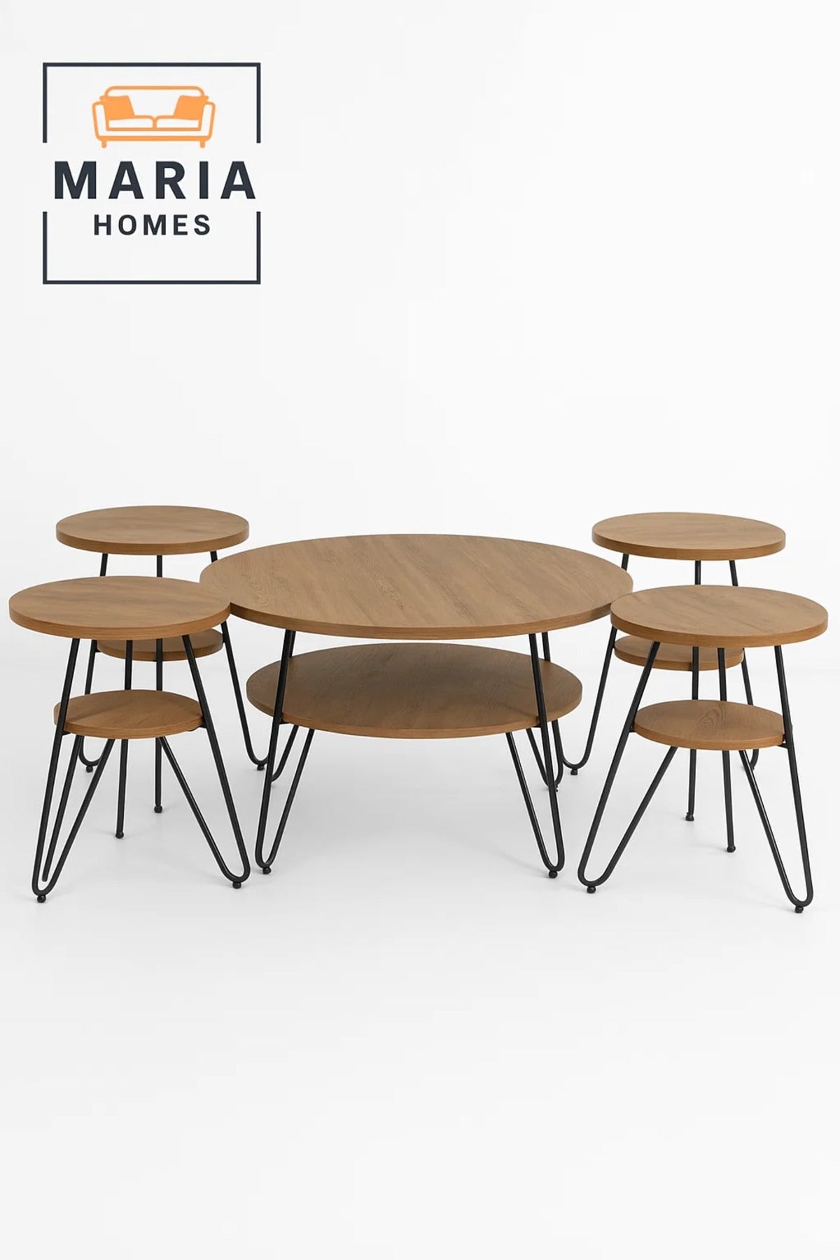 Round Nesting Coffee Table Set with Hairpin Legs