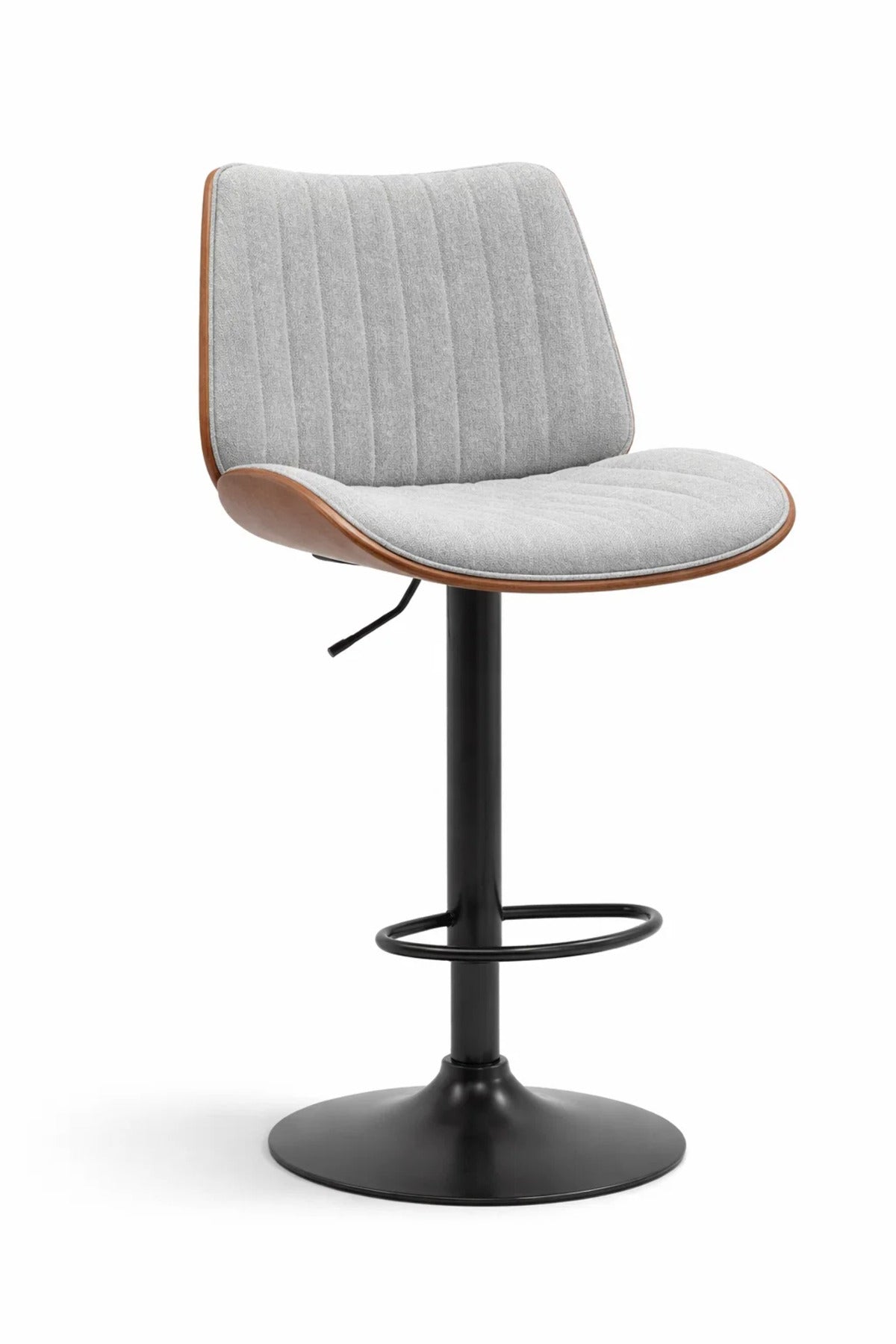 Light Grey Adjustable Swivel Bar Stool for Kitchen & Home Bar, Modern Upholstered Counter Chair
