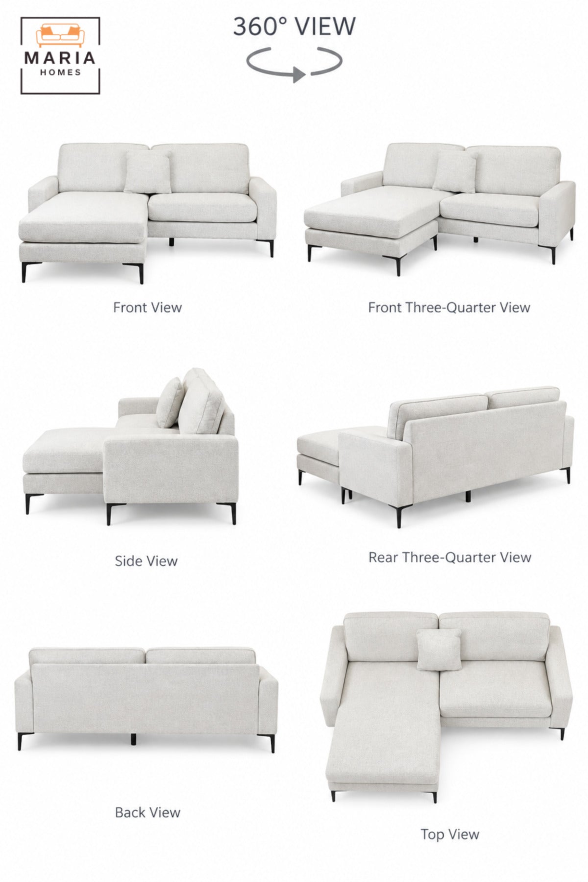 Large L-Shaped Sectional Sofa with Chaise Lounge, Soft Upholstered Cushions, Modern Contemporary Design for Living Room, Lounge & Apartment