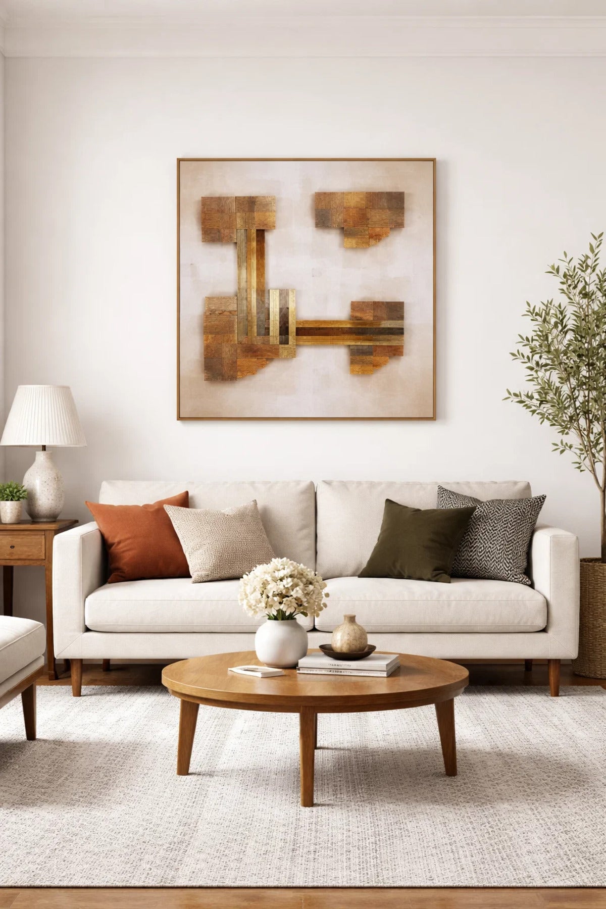 Abstract Wall Art 80_80 cm Ð Geometric Design with Golden Accents