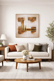 Abstract Wall Art 80_80 cm Ð Geometric Design with Golden Accents