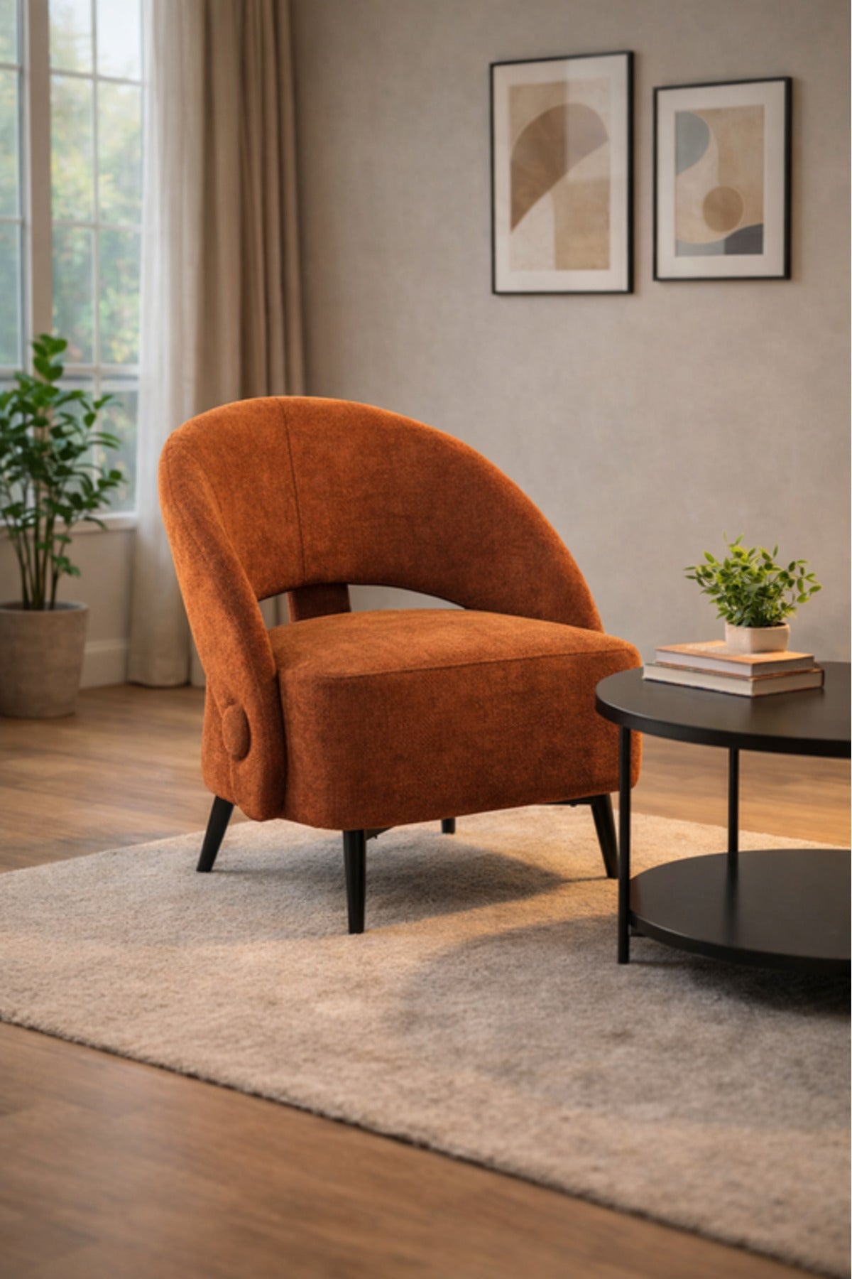 Orange Fabric Accent Armchair 66x57x79cm Modern Lounge Chair orange fabric accent